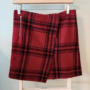 British Khaki Tartan Plaid Red and Black Women's Mini Skirt Size 4